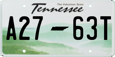 TN license plate A2763T