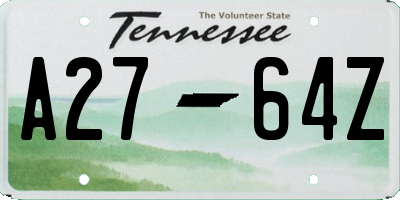 TN license plate A2764Z