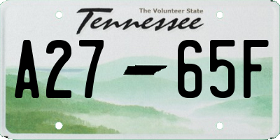 TN license plate A2765F