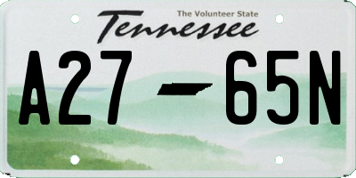 TN license plate A2765N