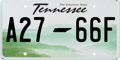 TN license plate A2766F