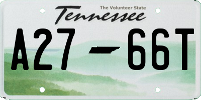 TN license plate A2766T