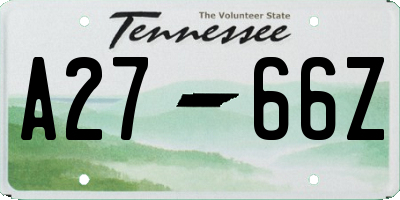 TN license plate A2766Z