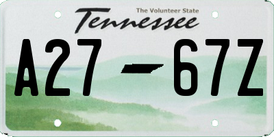 TN license plate A2767Z