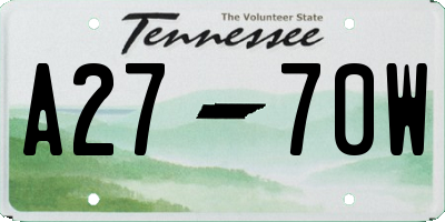 TN license plate A2770W