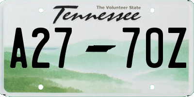 TN license plate A2770Z