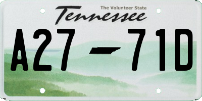 TN license plate A2771D