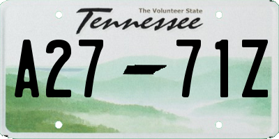 TN license plate A2771Z