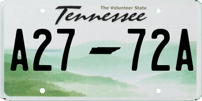 TN license plate A2772A