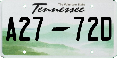 TN license plate A2772D