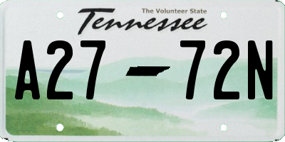 TN license plate A2772N