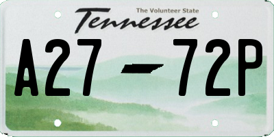 TN license plate A2772P