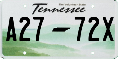 TN license plate A2772X
