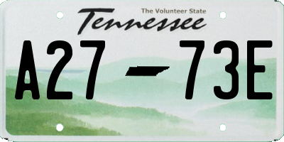 TN license plate A2773E