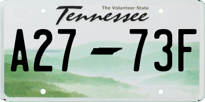 TN license plate A2773F