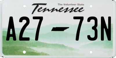 TN license plate A2773N