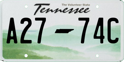 TN license plate A2774C