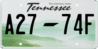 TN license plate A2774F