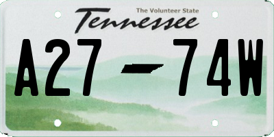 TN license plate A2774W