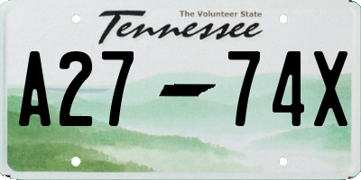 TN license plate A2774X