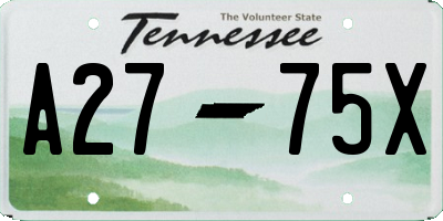 TN license plate A2775X