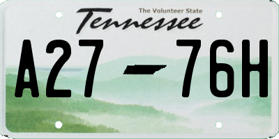 TN license plate A2776H