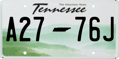 TN license plate A2776J