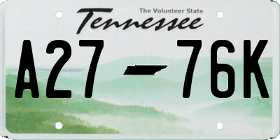 TN license plate A2776K