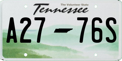 TN license plate A2776S