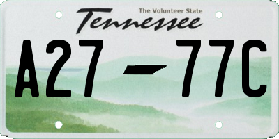 TN license plate A2777C