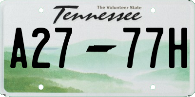 TN license plate A2777H