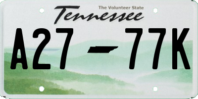 TN license plate A2777K