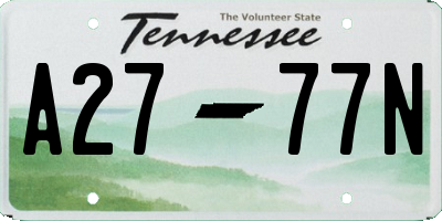TN license plate A2777N