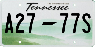 TN license plate A2777S