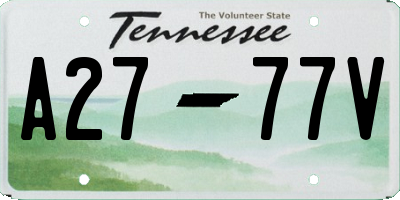 TN license plate A2777V