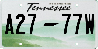 TN license plate A2777W