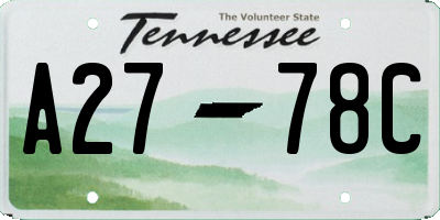 TN license plate A2778C