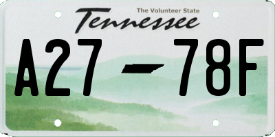 TN license plate A2778F
