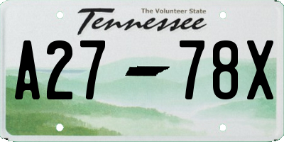 TN license plate A2778X