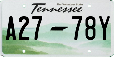 TN license plate A2778Y
