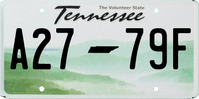 TN license plate A2779F