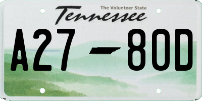 TN license plate A2780D