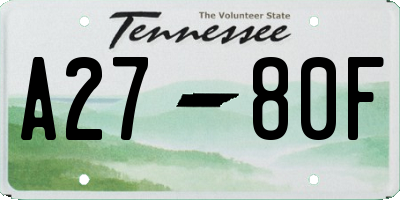 TN license plate A2780F