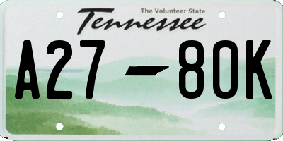 TN license plate A2780K