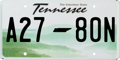 TN license plate A2780N