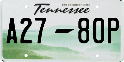 TN license plate A2780P