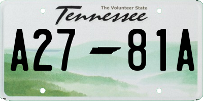 TN license plate A2781A