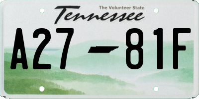 TN license plate A2781F