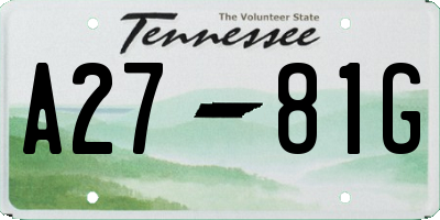 TN license plate A2781G