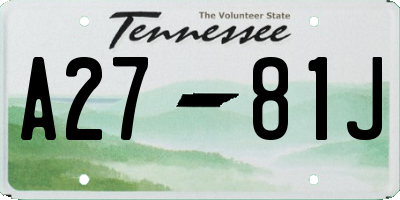TN license plate A2781J